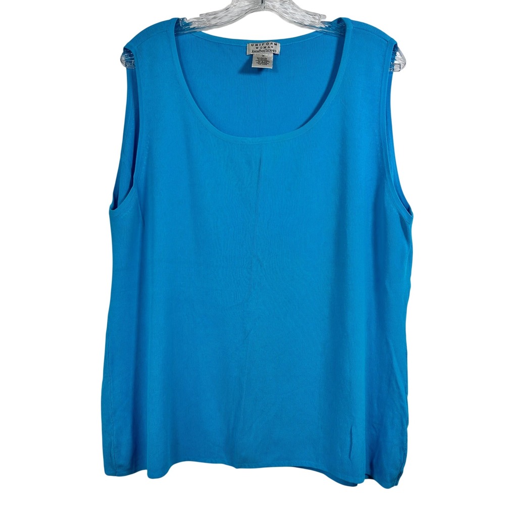 Uniform Woman John Paul Richard Turquoise Blue Knit Tank Top Scoop Neck 1X